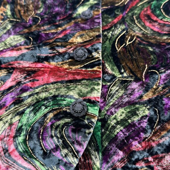 Maggie McNaugton Vest Wm Plus Vintage Velour Beaded Buttons Long Oversized 90s - Picture 6 of 9